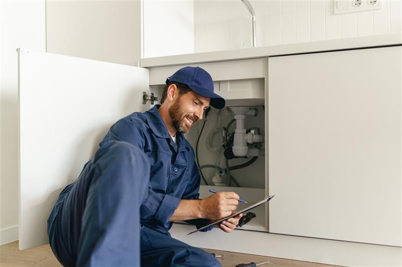 Residential plumber providing service in a Riverside home